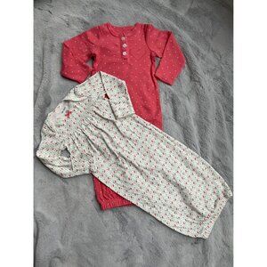 Carters Baby Girls Sleep Gowns 2-Pack Cotton Long Sleeve 0-3M Pink & White